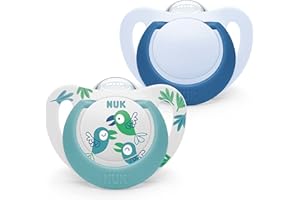 Smoczek dla niemowląt NUK Star | 6–18 miesięcy | Smoczki uspokajające na dzień i na noc | Silikon bez BPA | Kolor Green Crocodile | 2 sztuki