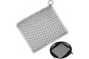 QOMJUFA Paglietta Acciaio per Forno Olandese, 13 * 13 CM Pulitore per Anelli, Copertura in Rete Spugna Spazzola in Acciaio Inossidabile, per Pulire Pentole, Wok, Girarrosto, Grill, Padelle