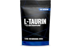 ‎GYM NUTRITION Premium Taurin Pulver - 1100g (1,1KG) - Optimale Löslichkeit - Vegan - Rein - Laborgeprüfte Qualität - L-Taurin Aminosäure aus Deutschland - Gym Nutrition