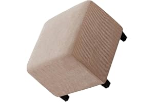 JORTUIO Square Ottoman Cover Slipcovers Foot Stool Cover 40x40/45x45/50x50cm Stretch Jacquard /Velvet Storage Footrest Foot Stool Cover Footstool Slipcovers Anti-Slip Furniture Protector ( Color : #7 , Size :