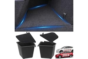 ‎FANPBOW FanpBow Tesla Model Y Kofferraum Organizer Wasserdicht Hintere Kofferraum Aufbewahrungskörbe Seitenbox mit Teppichlippe Innenzubehör Set von 2 Schwarz 2024 2023 2022 2021