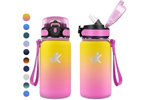 KollyKolla Borraccia Acciaio Inox 500ml, Borracce Termiche con Cannuccia, Bottiglia Termica Riutilizzabile, Bottiglia Acqua a Prova di Perdite, senza BPA, Borraccia per Bambini, Scuola, Gimnasio