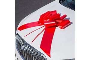Chexin Lazo gigante para coche – XXL 76 cm, lazo rojo grande para coche, bicicleta, Navidad, gran regalo, boda, fiesta, fiesta, fiesta, gran malla, lazo de regalo con cintas de 185 cm, se sujeta con
