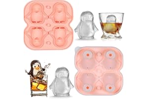 Silikon Eiswürfelform Pinguin, 4 Niedliche 3D Pinguin Eiswürfelformen, Ice Cube Tray Silicone, Wiederverwendbar Eiswürfelbehälter mit Deckel und Trichter, BPA-Frei, für Eis, Whiskey, Cocktail, Saft