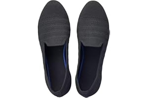 Puxowe Damen Ballerina Flache Schuhe Runde Zehe Strick Kleid Schuhe Niedriger Keil Slip On Ballerina Walking Flats Schuhe für Frauen Bequem Weich