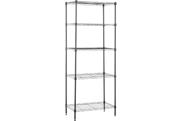 Amazon Basics Smal förvaringsenhet med 5 höjdjusterbara hyllor och nivelleringsfötter, svart, 60,1 cm D x 35,6 cm B x 152,4 cm H