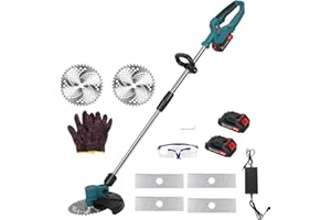Calager Cordless Grass Strimmer,21V Garden Strimmer with 2 Batteries,Adjustable Length Telescopic Rod Battery Trimmer,Handheld Grass Cutter Electric Lawn Trimmer Edger Tool for Garden Yard (9 inch)