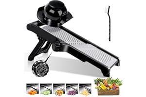 OZD Mandoline Cuisine Multifonction, Mandoline Professionnelle Cuisine, Mandolines de Cuisine à Epaisseur de Tranche Réglable, avec Gant, Protège Doigts et Brosse de Nettoyage Noir