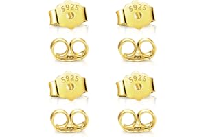 ‎ALEXCRAFT Verschlüsse Ohrstecker Ohrring - 8 Stück 925 Sterling Silber und Gold für Ohrstecker Ohrring Stopper, Hypoallergen Schmetterlings Sicherheitsverschlüsse, Sicher Ersatz für Pfosten