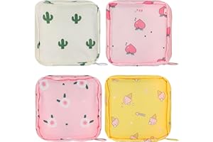 ZYPHONX 4 PCS Sanitary Pad Storage Bag, Period Bag with Zipper, Small Cute Period Pouch for Purse Tampon Pad Holder Portable Period Bag for School, for Female Girls