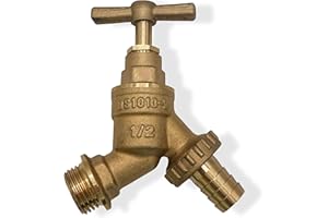 PlumbEZ WRAS 1/2" BSP Brass Garden Tap, BS1010 Compliant Outside Tap, Durable Cold or Hot Outdoor Tap Bib Tap for Garden Use