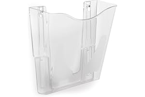 Deflecto Wand-Prospekthalter DocuPocket inklusive Montagematerial, A4, Hochformat, 265 x 260 x 100 mm, kristallklar, Werbeaufsteller, Präsentations-Ständer