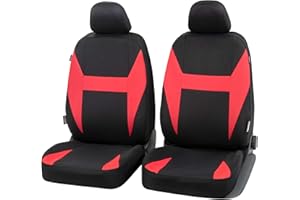 WALSER Funda de asiento delantero Caledon, fundas universales de asiento de coche negro-rojo, fundas de asiento de poliéster 13324