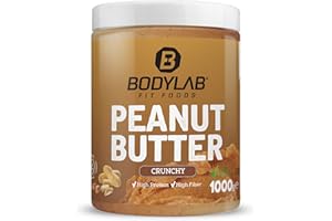 ‎BODYLAB24 Bodylab24 100% Peanut Butter 1000g, Erdnussbutter ohne Zusatzstoffe, Crunchy