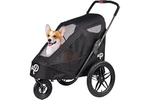 Petique Breeze Large Dog Buggy, Convertible Bicycle Trailer for Dogs with Pneumatic Tyres, Black