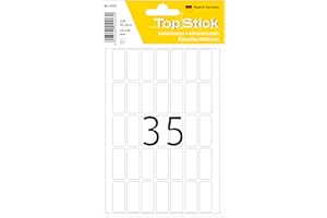 TopStick Etichette multiuso, 35 etichette per foglio, 15 fogli, 12 x 30 mm, 525 etichette, etichette autoadesive piccole, etichette adesive vuote per ufficio cucina casa, bianco