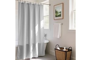 REDKEY Duschvorhang 200x180 cm mit Gewicht Unten, Anti-schimmel Badvorhang, Waschbar Schnelltrocknend Wasserabweisend PVC Textil, Antibakteriell Badewanne Vorhang mit 12 Haken für Bad Dusche, Grau