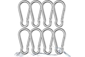 8 st karbinhakar i rostfritt stål, silver karbinhake-set med snäppstängning, karbinhake Carabiner Hooks nyckelring φ5 x 50 mm