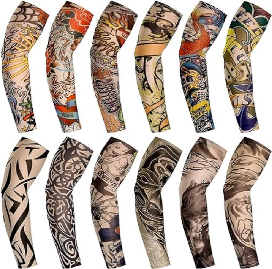 Giyilebilir Dövme 6 Çift 12 Adet Karma Kol Çorap Dövmesi Seti Sleeve tattoo