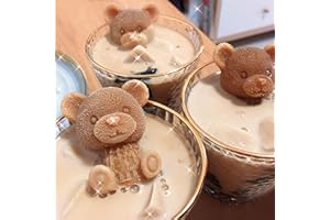Alihoo 3D Eisformen Silikon, DIY-Backwerkzeug Lustiger Kaffee, Milch, Tee, Eisform Mousse Kuchen Lebensmittelqualität Silikonform (Bär)