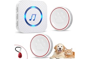 ChunHee Katzenklingel/Hundeklingel Buzzer Hund Haustier Türglocken Sensor Berührt Wasserdicht Türklingel Steckdose Empfänger 55 Klingeltöne und 5 Stufen Einstellbare Lautstärke