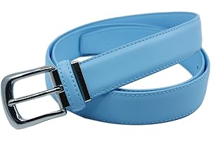 YEHMAN Ceinture classique 3 cm en croûte de cuir de vachette ajustable boucle argenté à ardillon 120 cm