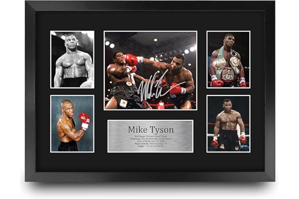 HWC Trading FR A3 Mike Tyson Cadeaux photo autographe signée imprimée pour les fans de boxe - A3 Encadré