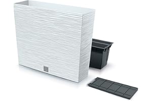 PROSPERPLAST Macetero color blanco, con depósito, colección FURU, de 58 x 18 x 49,8 cm, capacidad de 12 L.