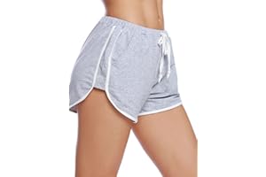 iClosam Pantalón Corto Verano Mujer de Algodón Pantalones Deportivos Mujer con Bolsillo Lateral Pantalón Corto de Deporte Mujer con Cintura Elástica para Deportes Yoga Playa S-XXL