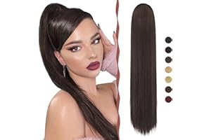 ‎SOFEIYAN Sofeiyan Pferdeschwanz Haarteil Haarverlängerung mit Kordelzug 70cm Langer Gerade Zopf Pferdeschwanz Natürlicher Weicher Haarverlängerung Synthetische Ponytail Extension für Frauen, Dunkelstes Braun