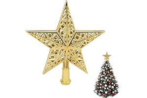 BOOSHMall Weihnachtsbaumspitze Stern, Christbaumspitze Glitzernde, Spitze für Weihnachtsbaum, Tree Topper, Weihnachtsstern bruchsicher für allgemeine Größe Baumspitze, Gold