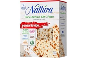 NATTURA Pane Azzimo di Farro, Pane Azzimo Senza Lievito e Senza Sale Aggiunto, 100% Farina di Farro, Fonte di Fibre, 63 Kcal per Sfoglia, Prodotto Vegano, 220 g