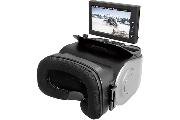 PNJ - Casque FPV de vol en Immersion GSKY100 - Ecran LCD 4,3" Amovible -Compatible Drones de Course fréquence 5.8GHz - Lentille Fresnel, Pare-Soleil