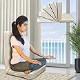 Kawachi Linen Fabric 5-Angle Adjustable Folding Recliner Backrest Floor Chair Ideal for Relaxation, Meditation, Yoga Chair (Cream Beige)