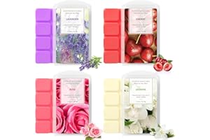 DERDUFT Scented Soy Wax Melts 4 Pack, Home Fragrance for Wax Melt Candle Warmer, Scent of Lavender, Rose, Jasmine, Cherry