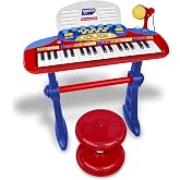 Bontempi | MiniKeyFun - Tastiera Giocattolo Piccoli Musicisti con Microfono, Sgabello e Leggio, Rosa, 54,4 x 32,9 x 15,9 cm