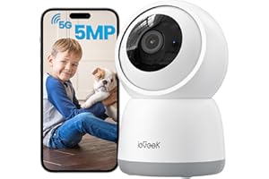 ieGeek 5MP Telecamera WiFi Interno 2,4GHz e 5GHz, Videocamera Sorveglianza con Tracciamento del Movimento, Rotazione a 360° PTZ, Visione Notturna, Audio Bidirezionale, Funziona con Alexa, SC1 Pro