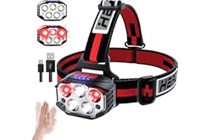 COPIC Torcia Frontale 1100 Lumen LED Ricaricabile con Sensore di Movimento, 14 Modalità con Luce Rossa, USB, 90° Regolabile, IPX4 per Running, Trekking, Campeggio, Pescae Lavoro Notturno