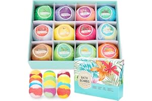 Bath Bombs Set, Ucradle 12 Pcs Handmade Bath Bomb Gift Set for Women Kids Girls Mom Her Relaxing Bath Bombs in Christmas Birthday Valentines Anniversary Mothers Day