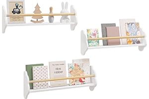 WOLTU Estanterias de Pared para Libros Infantiles, Juego de 3 Estantes Montados en Pared, Encantadora Forma Nube, Librerias Montessori para Habitación Infantil y Jardin Infancia, Blanco
