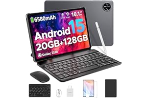 DOOGEE Tab A9 Pro Tablet Android 15, 20GB + 128GB/2TB Tablet con Tastiera, 6580mAh Tablets con Penna, Unisoc T310 Tablets 10 Pollici, Dual Speaker, GMS, Face ID, 3.5 mm Headphone Jack - Mouse/Case