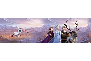 AG Design Elsa avec Amis en Montagne, Frozen 2, Disney, Bordure décorative pour Chambre d'enfant, 5 m x 14 cm, WBD 8159 Multicolore 0,1 m