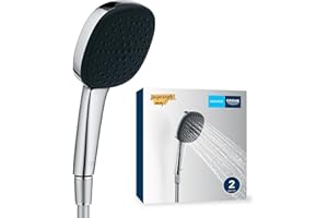 GROHE Vitalio Comfort 110 Ensemble de douche (Pommeau de Douche Cube 2 jets (Pluie/Stimulant), Flexible de douche 1.5m), Procédé anti-calcaire, Sélection Facile, Chromé, 26973001