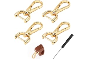 FASCETTA 4pcs D Rings for Bags Snap Hook Swivel Clasp with 1pcs Small Screwdrivers Detachable Replacement Metal Lobster Claw Rotary Snap Ring DIY Accessories Purse Crossbody Leather Handbags(Gold)
