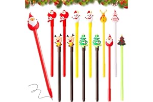 KOIROI 12 Pezzi Penne a Inchiostro di Natale, Natale penne gel Carino Rollerball Penna a sfera Set di Cancelleria, Penna Natalizia, Motivi Natalizi, Penna Gel Set Regalo per Festa di Natale Bambini