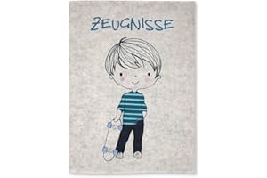 ‎GOLDI-DESIGN Goldi-Design Zeugnismappe Skateboarder 100% Wollfilzumschlag und Sichtbuch DIN A4 mit 20 Hüllen