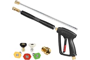 YAMATIC High Pressure Washer Gun with M22-14mm Inlet, Power Washer Extension Wand with M22-15mm Adapter Replacement for Sun Joe, Ryobi, Greenworks, Dewalt and More (4000 PSI, 8 GPM)