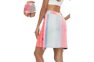 Soneven Hosenrock Damen Knielang Kurz Tennisrock Wanderrock Damen mit Innenhose Sport Rock Tennis Skirt mit Taschen und Verstellbare Kordelzug Mini Rock
