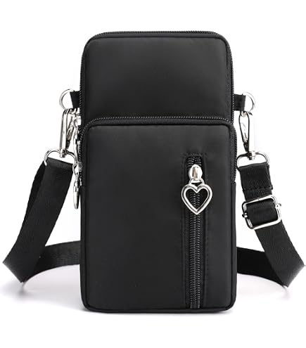 Borsa A Tracolla Nylon Donna Con Foro Cuffie - Impermeabile, Leggera, Per Cellulare E Oggetti Quotidiani, 19x10x6 Cm