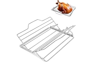 VBOYL Multi-Purpose Adjustable Bratrost-Set für Truthahn – Komplett mit V-förmigem, faltbarem Rost zur Zubereitung von Truthahn und ganzem Huhn